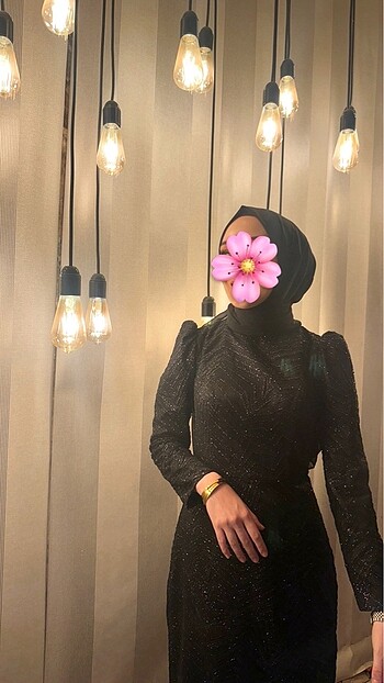 Diğer 1 kere giyilmiş siyah simli balık abiye