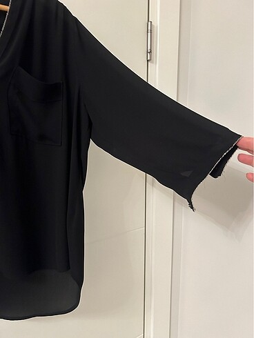 46 Beden siyah Renk H&M Siyah Şifon Gömlek