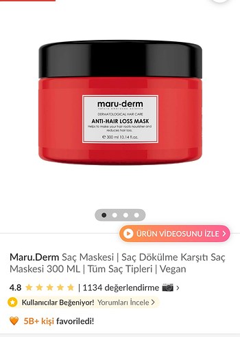 Beden Maru-Derm Saç Dökülmesine Karşı Saç Kremi 300 ml
