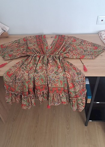 Renkli Desenli Bohem Elbise