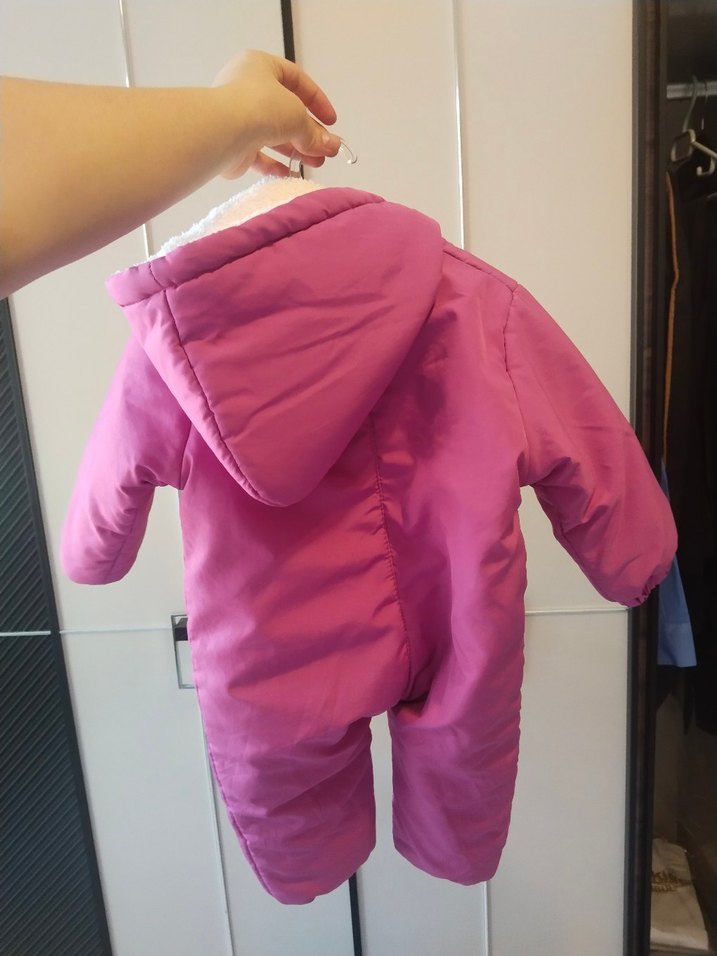 Renkli Baskılı Pembe Bebek Kış Tulumu - Görsel 2