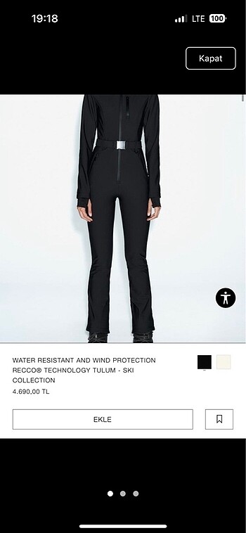 ZARA SKI COLLECTION KAYAK TULUMU