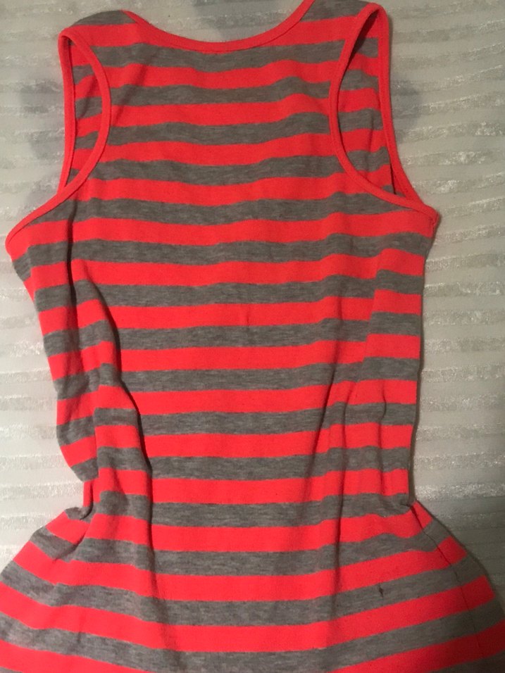 Drapeli Çizgili Kırmızı Gri Kadın sifir kol - Görsel 2