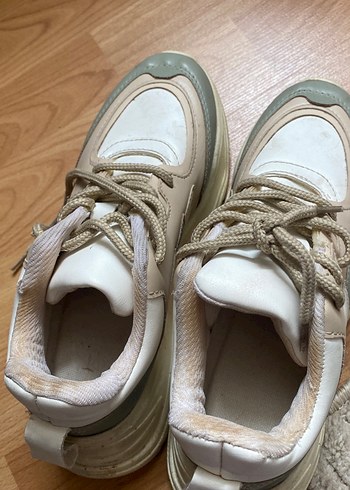 Trendyol & Milla Bej Pastel Platform Topuklu Bağcıklı Kadın Spor Ayakkabı