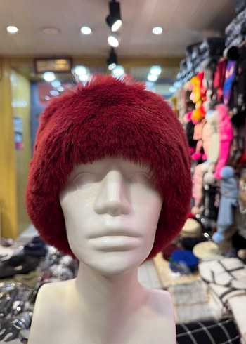 Bordo Peluş Detaylı Kadın Bandana - Görsel 2