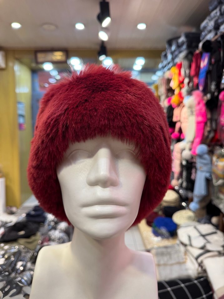 Bordo Peluş Detaylı Kadın Bandana - Görsel 2