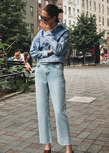 Gri Mavi Midi Boy Kadın Denim Jean - Görsel 2