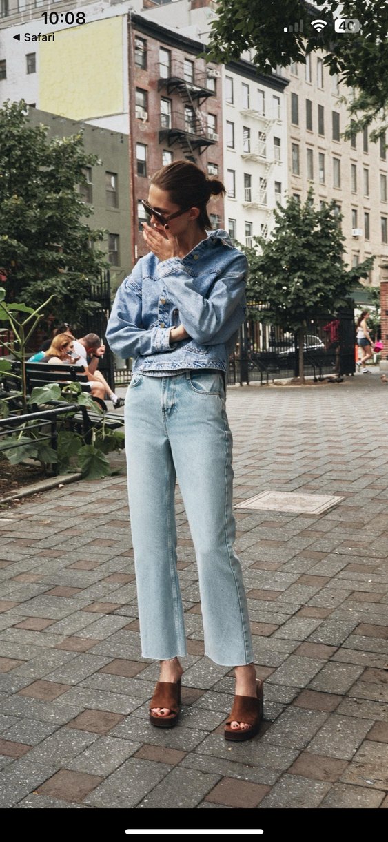 Gri Mavi Midi Boy Kadın Denim Jean - Görsel 2