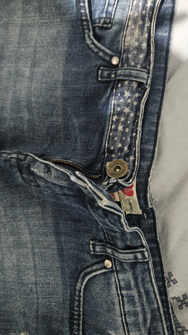 Kadın Mavi Mini Yıldızlı y2k Kot Şort - Görsel 2