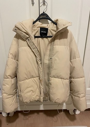 Bej Midi Şişme Kadın Kışlık Mont - Görsel 4