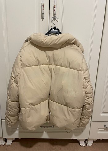 Bej Midi Şişme Kadın Kışlık Mont - Görsel 5