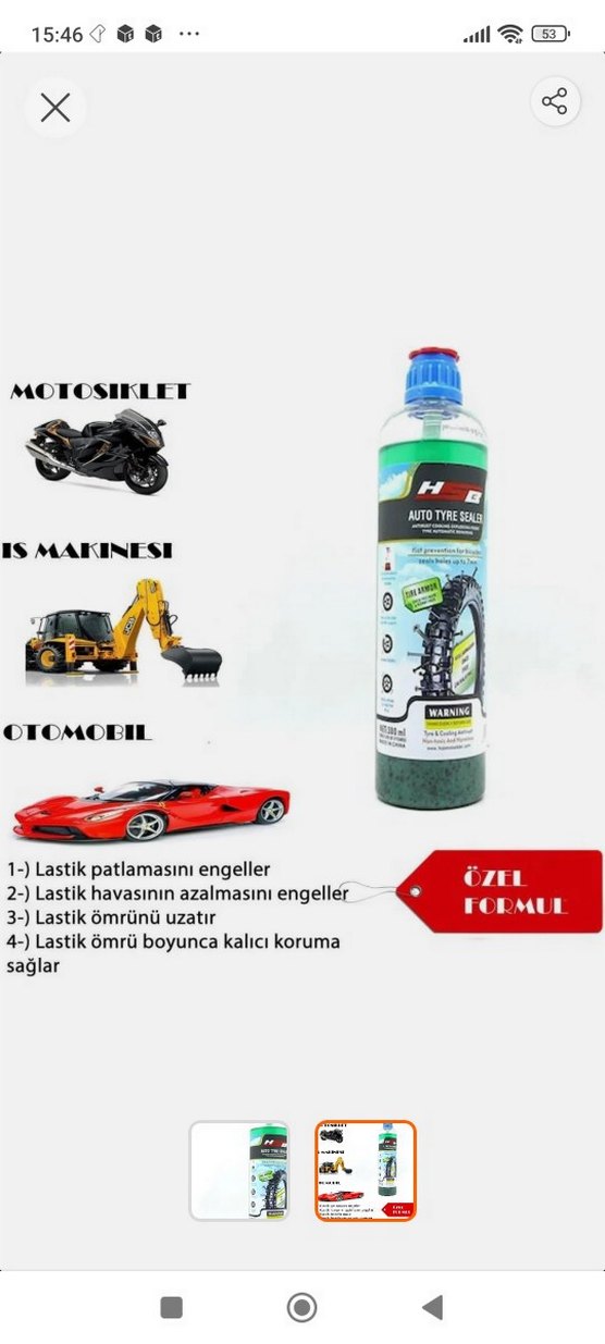 lastik tamir sıvısı 
Araç Lastik Sızdırmazlık Sıvısı 300 ml - Görsel 2