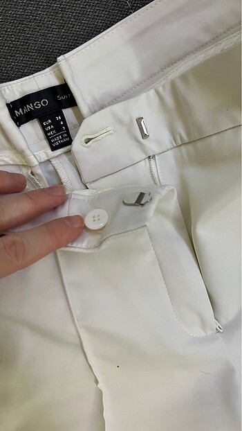 Mango Suit kırık beyaz pantolon - Görsel 3