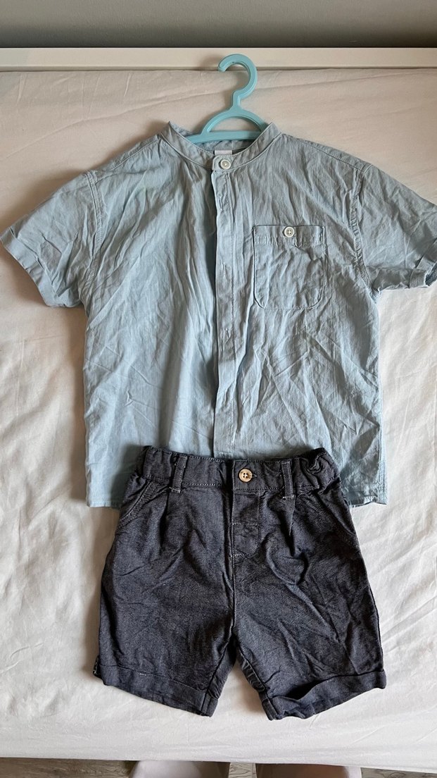 Gri Denim Kısa Kollu Bebek Erkek Takım - Görsel 2