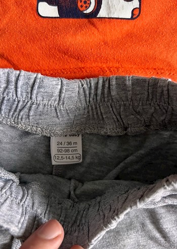 Gri Şortlu Turuncu Baskılı Bebek Takımı - Görsel 4