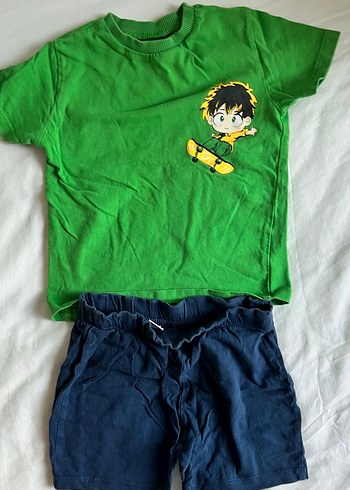 Yeşil Baskılı Erkek Bebek Kısa Kollu Takım - Görsel 4