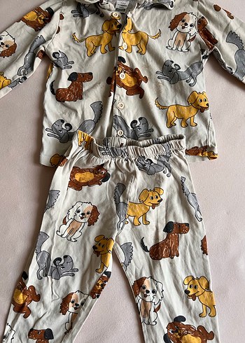 Kahverengi  Köpek baskılı pijama takımı - Görsel 7