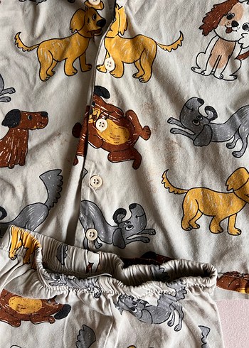 Kahverengi  Köpek baskılı pijama takımı - Görsel 9