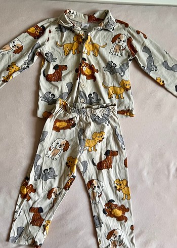 Kahverengi  Köpek baskılı pijama takımı - Görsel 6