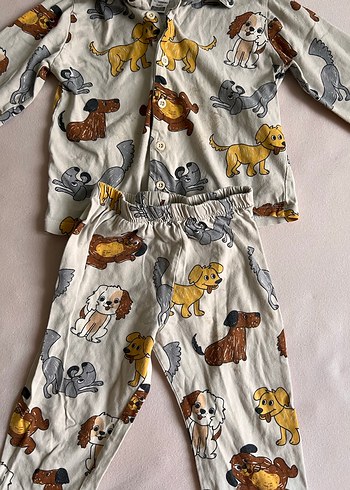 Kahverengi  Köpek baskılı pijama takımı - Görsel 8