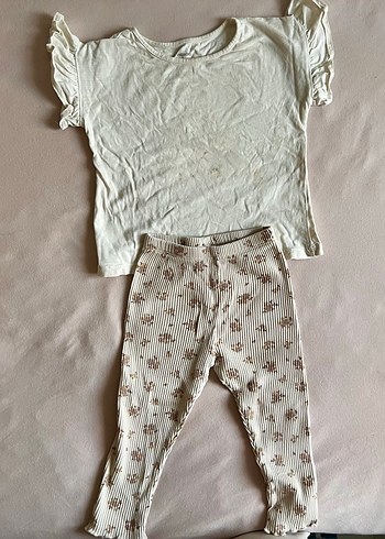 Kız Bebek Beyaz Kısa Kollu Takım - Görsel 2