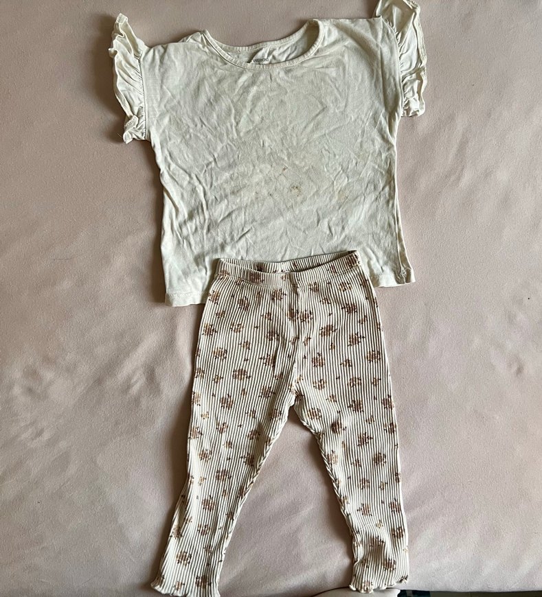 Kız Bebek Beyaz Kısa Kollu Takım - Görsel 2