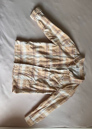 Erkek Çocuk Bej Kareli Uzun Kollu Gömlek - Görsel 4