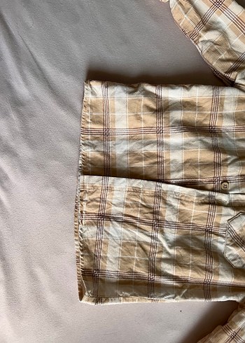 Erkek Çocuk Bej Kareli Uzun Kollu Gömlek - Görsel 8