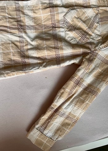 Erkek Çocuk Bej Kareli Uzun Kollu Gömlek - Görsel 10