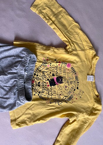 Uzun Kollu Sarı Baskılı Bebek Kız Takımı - Görsel 3