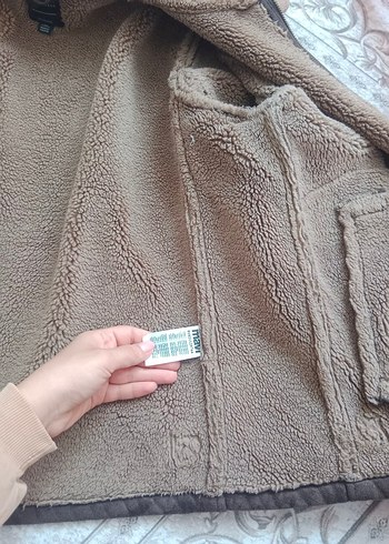 Mavi Kahverengi Kürklu Kış Ceketi