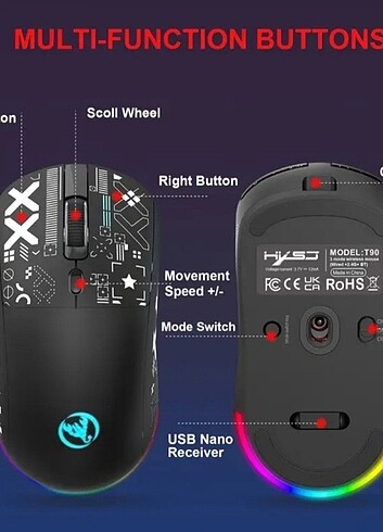 Diğer HYSJ T90 SIFIR Renkli Oyuncu Mouse