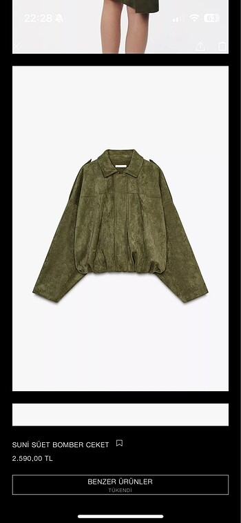 Zara Suni Süet Bomber Ceket