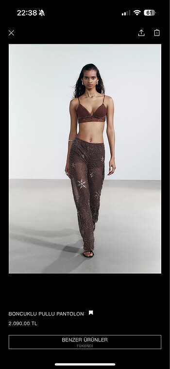 Zara Boncuklu Pullu Pantalon