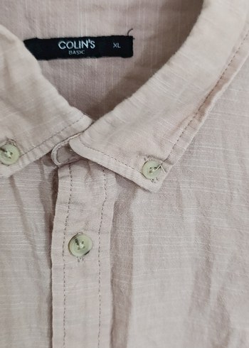 Bej Keten kadın Gömlek Uzun Kollu - Görsel 3