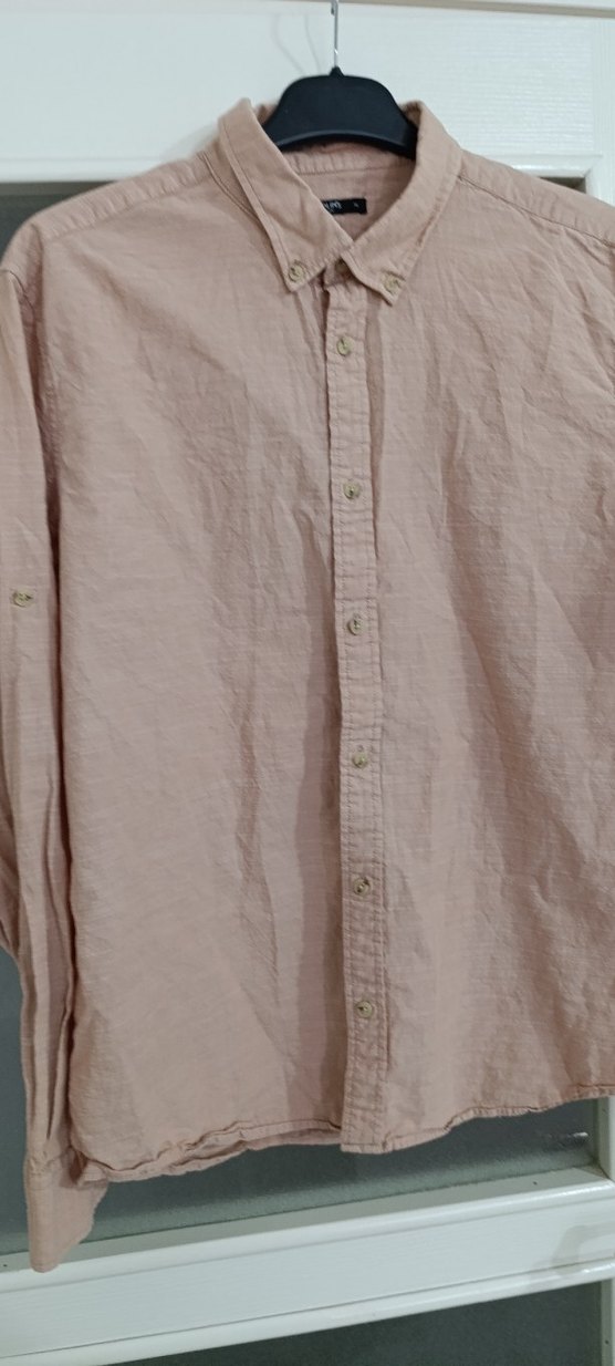 Bej Keten kadın Gömlek Uzun Kollu - Görsel 2