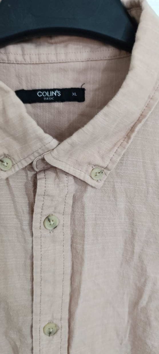 Bej Keten kadın Gömlek Uzun Kollu - Görsel 3