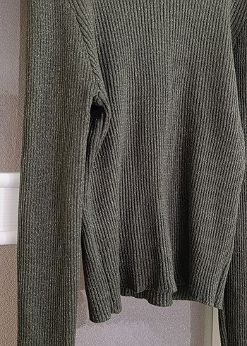 Gri Kadın Triko Bisiklet Yaka Kazak - Görsel 2