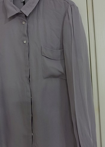 Düğmeli Gri Kadın Gömlek - Görsel 2