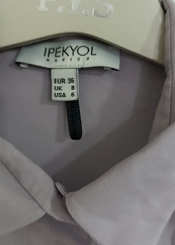 Düğmeli Gri Kadın Gömlek - Görsel 3