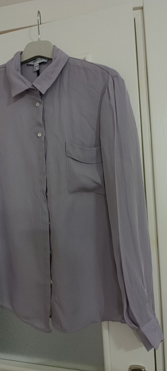 Düğmeli Gri Kadın Gömlek - Görsel 2