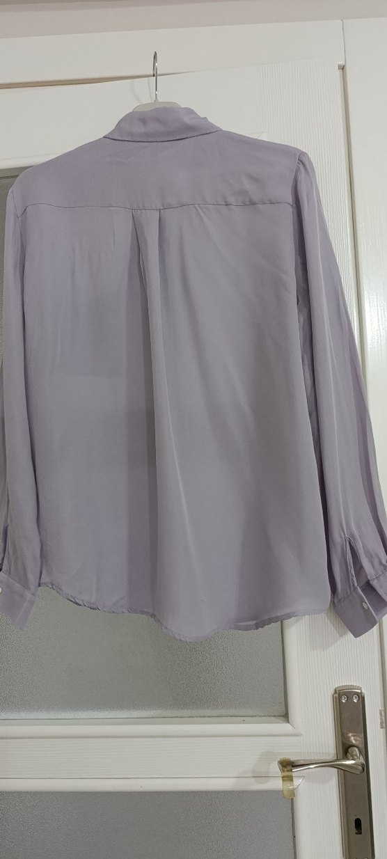 Düğmeli Gri Kadın Gömlek - Görsel 5