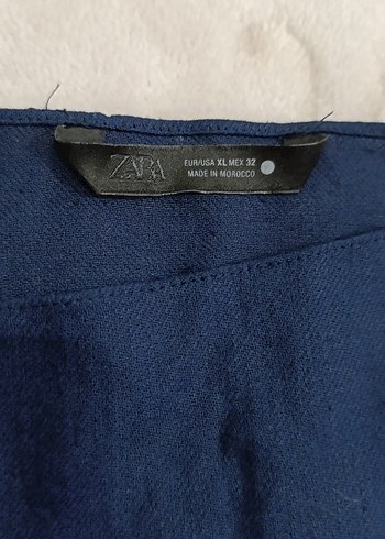 Lacivert V Yakalı Kolsuz Keten Yelek - Görsel 3