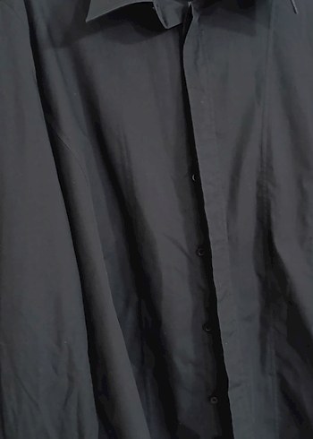 Düğmeli Siyah Keten Erkek Gömlek - Görsel 2
