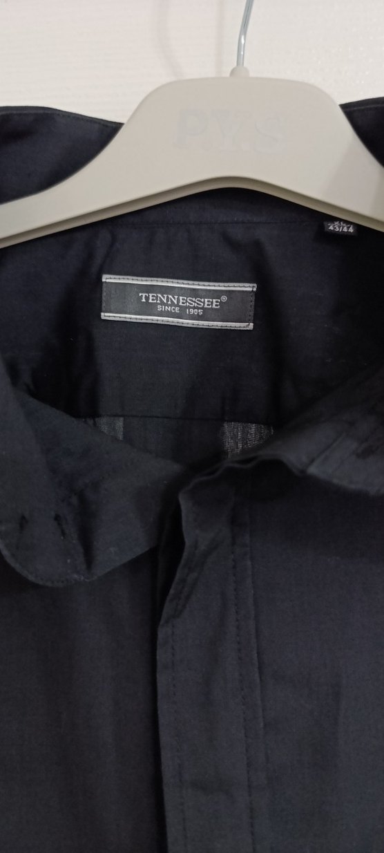 Düğmeli Siyah Keten Erkek Gömlek - Görsel 5