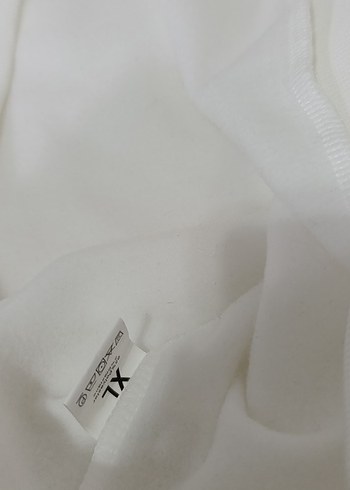 Beyaz Kadın Pamuklu Basic Sweatshirt - Görsel 4