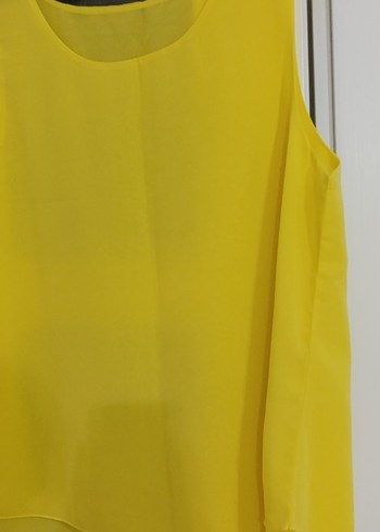 Sarı Kolsuz Salaş Bluz - Görsel 3