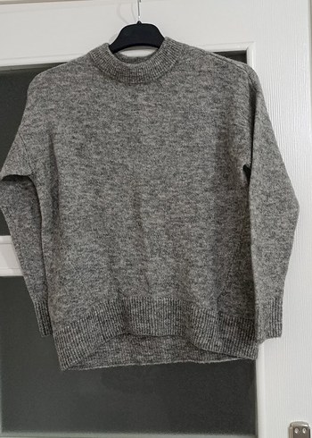 H&M Gri Melanj Bisiklet Yaka Triko Kazak
