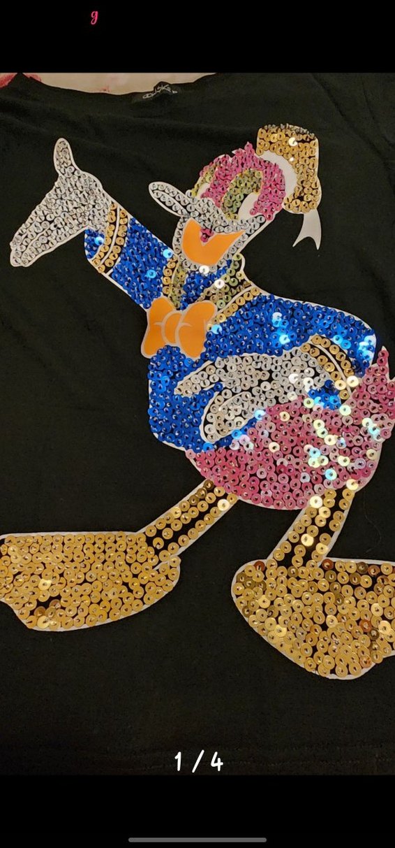 Payetli Donald duck xs beden bluz - Görsel 2