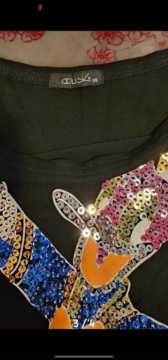 Payetli Donald duck xs beden bluz - Görsel 3